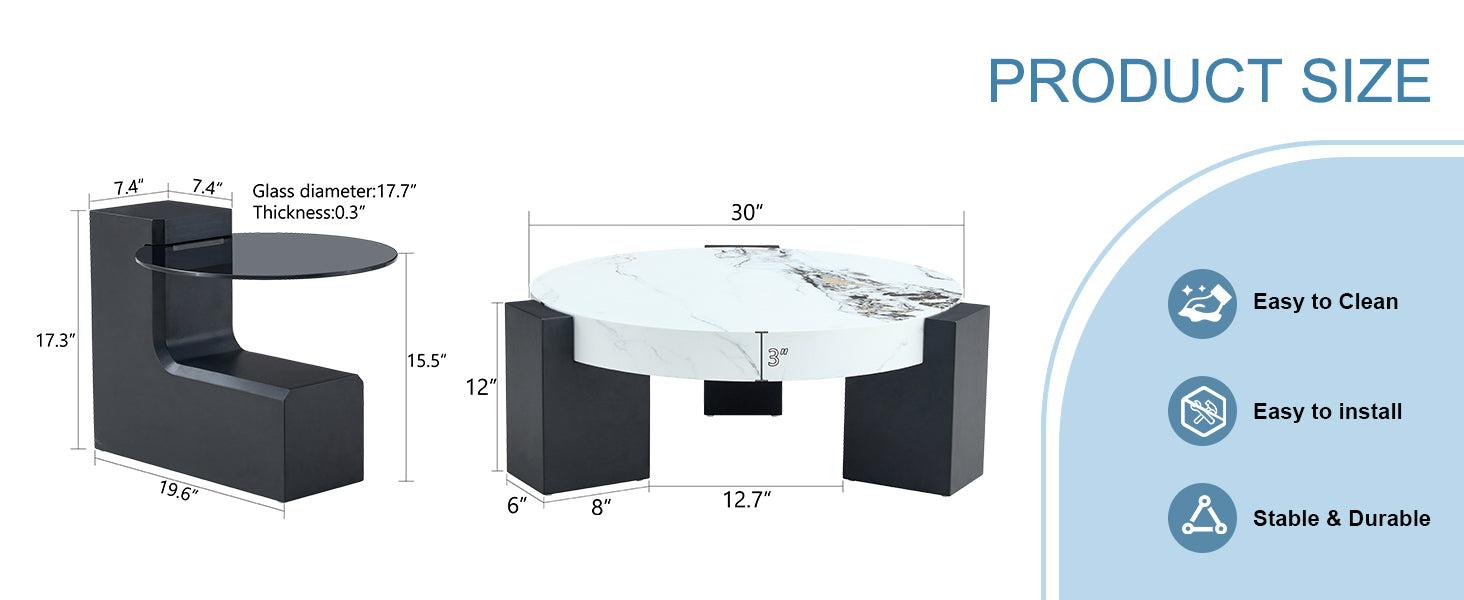 The Detachable Double Decker Coffee Table, The Stylish Design Is More Precious, And The Detachable Design Can Make The Use Of Space More Flexible And Suitable For Various Scenes. White Black Mdf