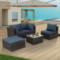 Patio Furniture, Outdoor Furniture, Seasonal Pe Wicker Furniture, 5 Set Wicker Furniture With Tempered Glass Coffee Table Brown Seats 4 Pe Rattan Iron Waterproof Fabric