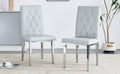 2 Piece Dining Chairs.Light Gray Provides A Modern Feel, While The Checkered Buckle Design Has A Traditional And Classic Touch. Suitable For Various Occasions Such As Kitchens,Conference Rooms, Etc. Light Gray Pu