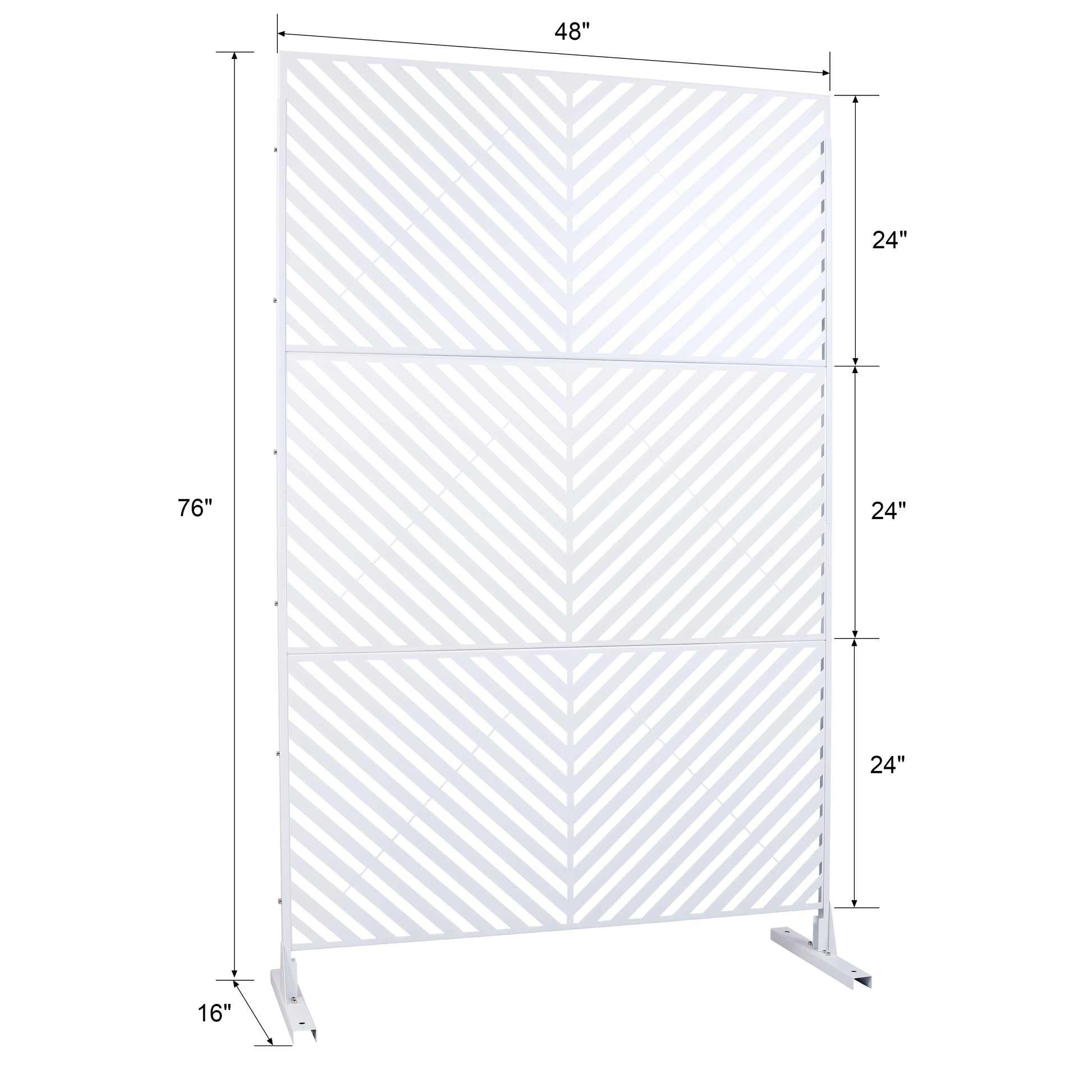 Outdoor & Indoor Privacy Screen Metal Privacy Screen 76" H 48" W, Freestanding Decorative Privacy Screen For Deck Balcony Patio, Privacy Fence Panels For Outside Lawn Garden Ps113 White White Steel