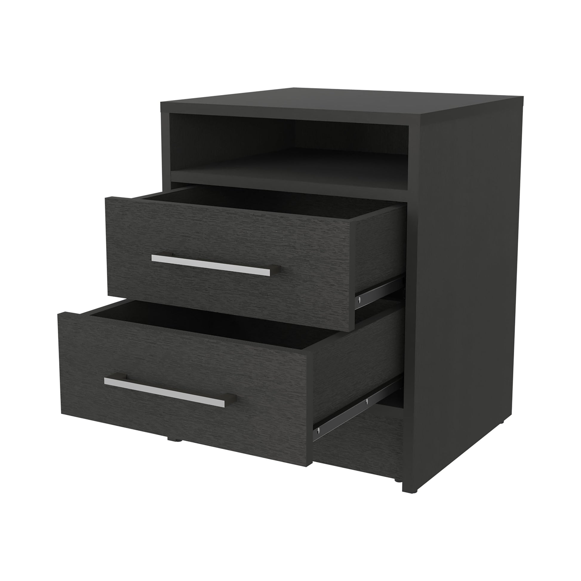 Eastover Nightstand 2.0 In Melamine With Two Drawers Black 2 Drawers Bedroom Modern Drawers Particle Board Melamine