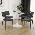 Modern Grey Simple Velvet Dining Chair Fabric Upholstered Chair Family Bedroom Stool Back Dressing, White Round Table Set, Chair Black Metal Legs Set Of 5 White Mdf