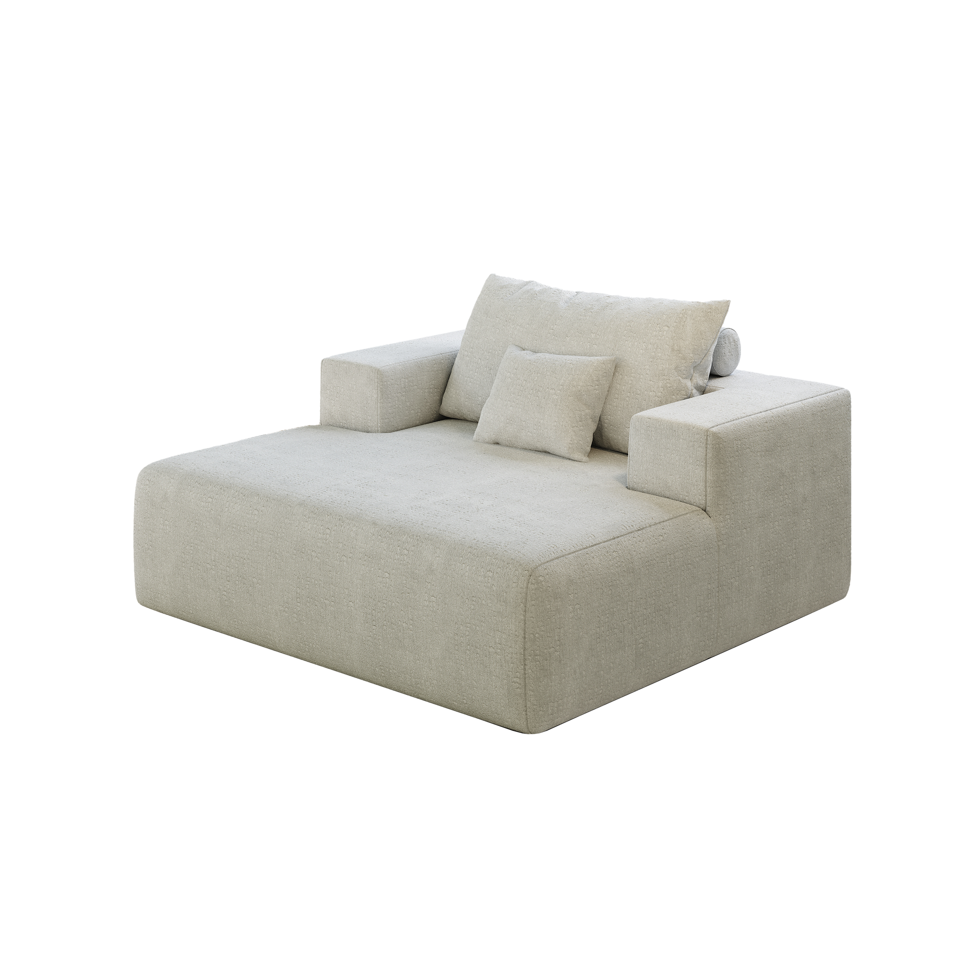 55 Inch Chenille Sponge Sofa Lounge Chair,No Assembly Required,Fluffy Modern Sleeper Chair For Indoor Living Room Bedroom Beige Foam Chenille 1 Seat