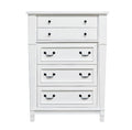 Coastal White 5 Drawer Chest White Engineered Wood