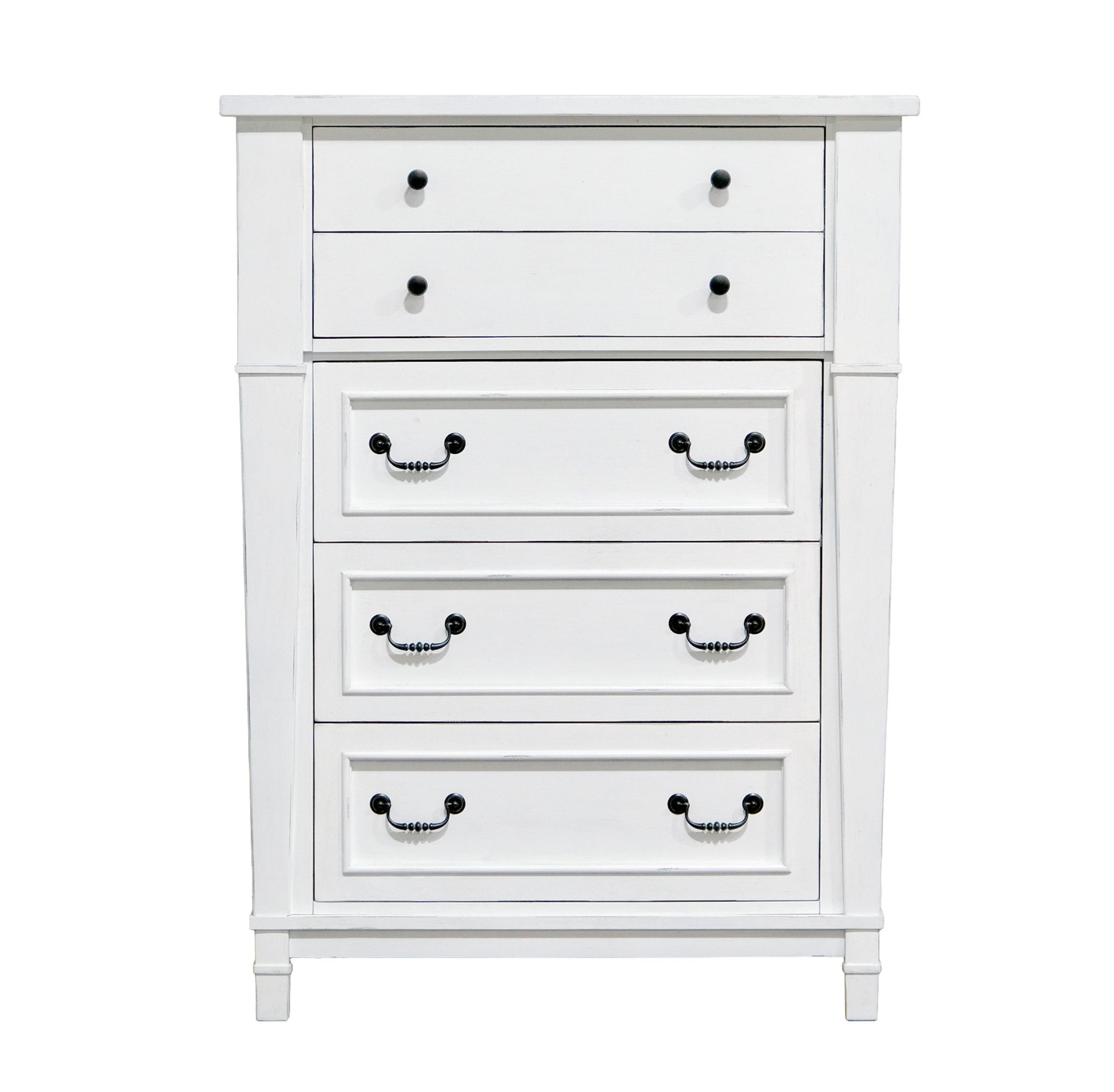 Coastal White 5 Drawer Chest White Engineered Wood