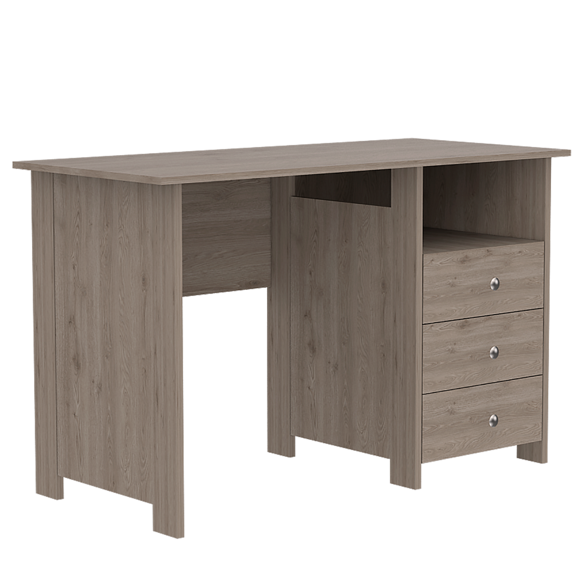 Jacksonville 3 Drawers Computer Desk With Open Storage Cabinet Triangular Office Pine Rectangular Beige Computer Desk Contemporary Manual Freestanding Rectangular Open Storage Desk Melamine Particle Board