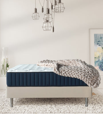 Twin Xl Size Serenity 12" Medium Tight Top Cooling Gel Memory Edge Support Pocket Spring Premium Hybrid Mattress White Black Blue Polyester Foam Spring Twin Xl