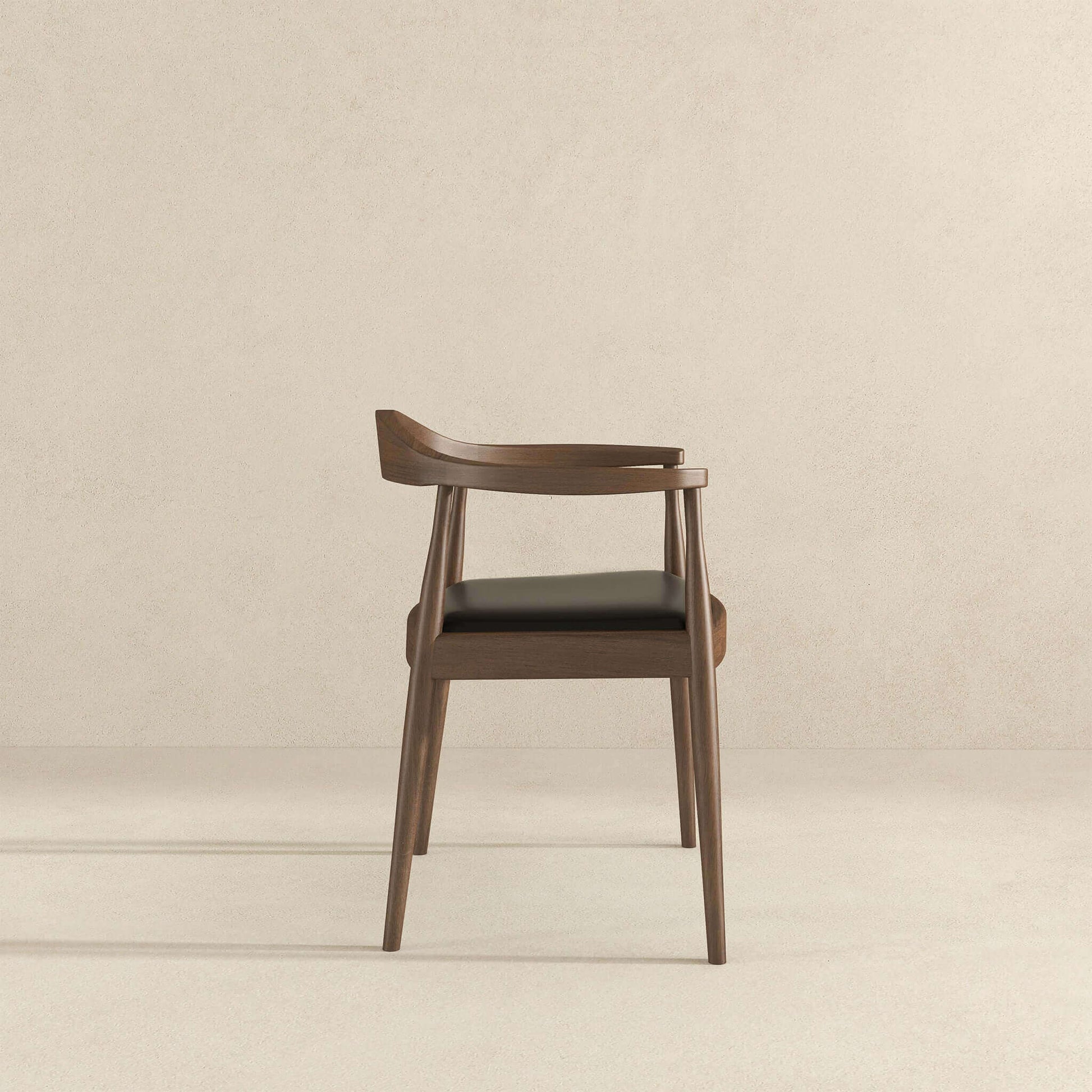 Kelly Dining Chair Black,Dark Brown Brown Mid Century Modern Leather,Solid Wood