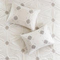 6 Piece Embroidered Cotton Reversible Comforter Set Ivory King Cal King King Ivory Polyester