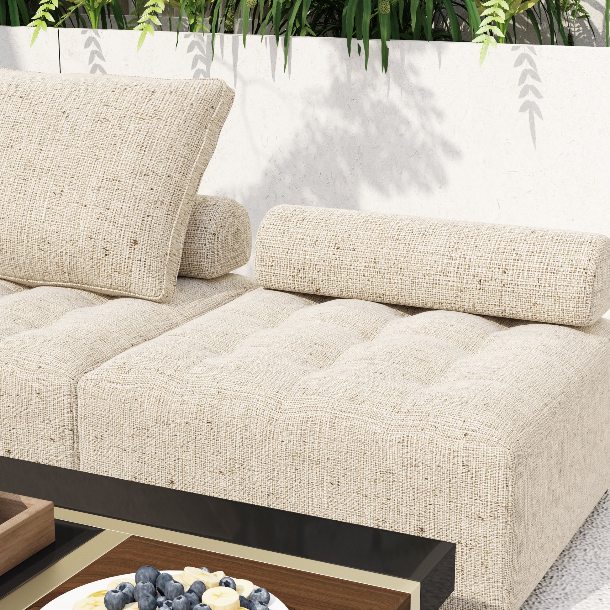 Outdoor Modular Sofa, With Aluminum Structure, Support Cushion And Back Cushion Cover Removable, Fade Resistant, Waterproof Sofa Cover Included,Light Brown The Ratebased On A Single Piece 5Unit Light Brown Aluminium 5 Seat