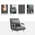 Homcom Single Person Folding 5 Position Convertible Sofa Bed Sleeper Chair Chaise Lounge Couch W Pillow & Steel Frame, Dark Grey Dark Grey Fabric