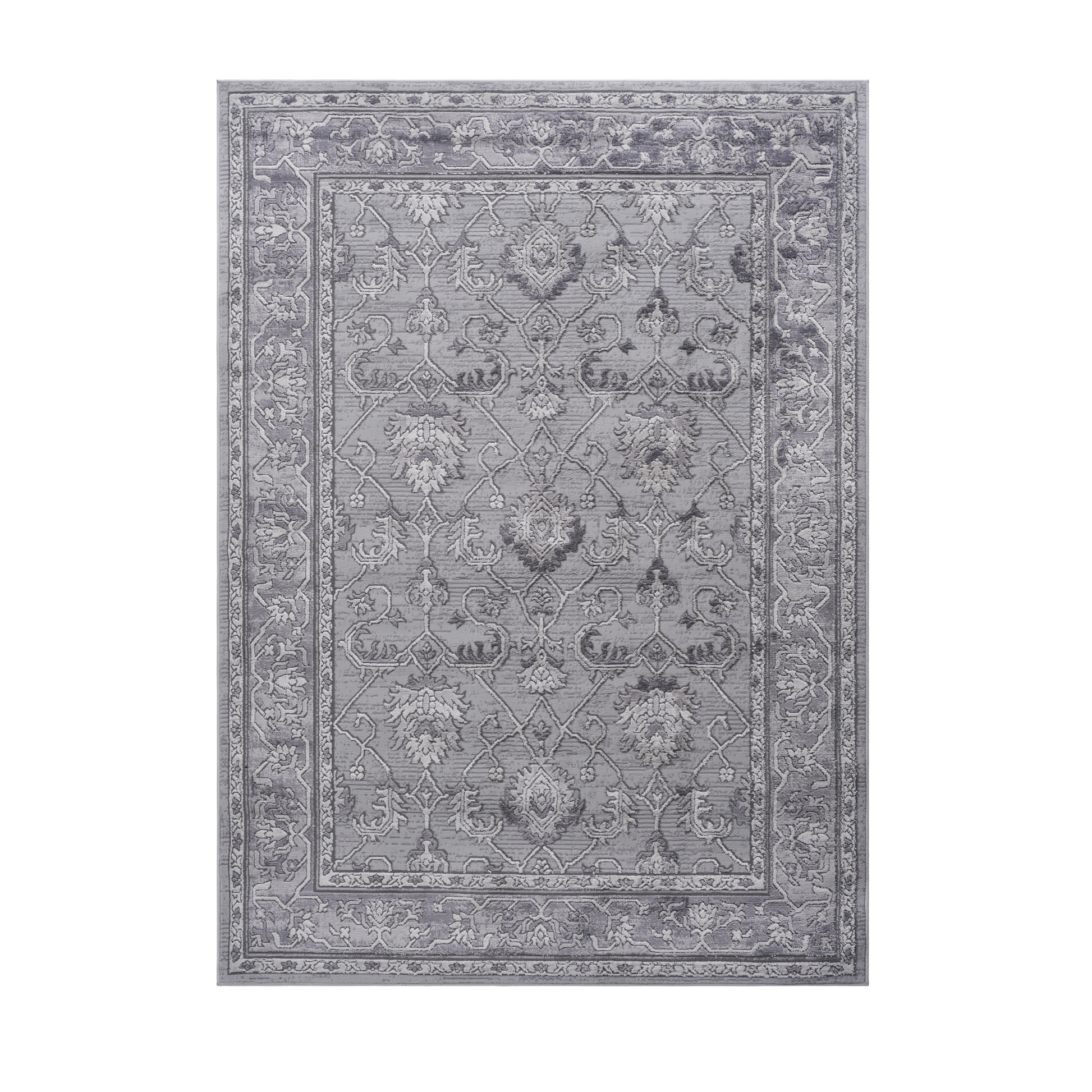 5X7 Grey Oriental Non Shedding Living Room Bedroom Dining Home Office Stylish And Stain Resistant Area Rug Grey Polyester