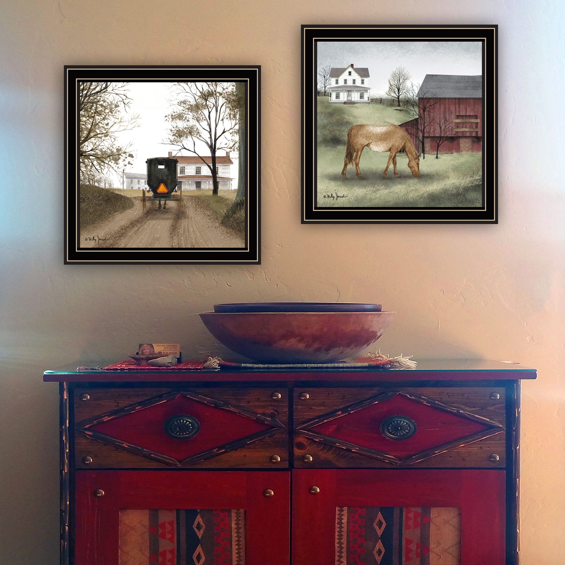 2 Piece Vignette The Old Mare, Heading' Home Black Framed Wall Art For Living Room, Bedroom Wall Art Print For Home Decor By Billy Jacobs Multicolor Wood Paper