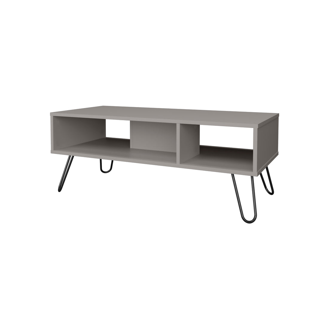 Bagdad Coffe Table In Melamine, Hairpin Legs, Smoke Smoke Primary Living Space Minimalist,Modern Freestanding Pine Open Storage Coffee & End Tables Rectangular Particle Board Melamine Hairpin