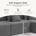 105.5'' L Shaped Modular Sectional Sofa,Minimalist Corduroy Floor Couch Set,Convertible Foam Filled Cloud Couch For Living Room,3 Pc Free Combination,No Assembly Required,3 Colors Gray Corduroy 4 Seat