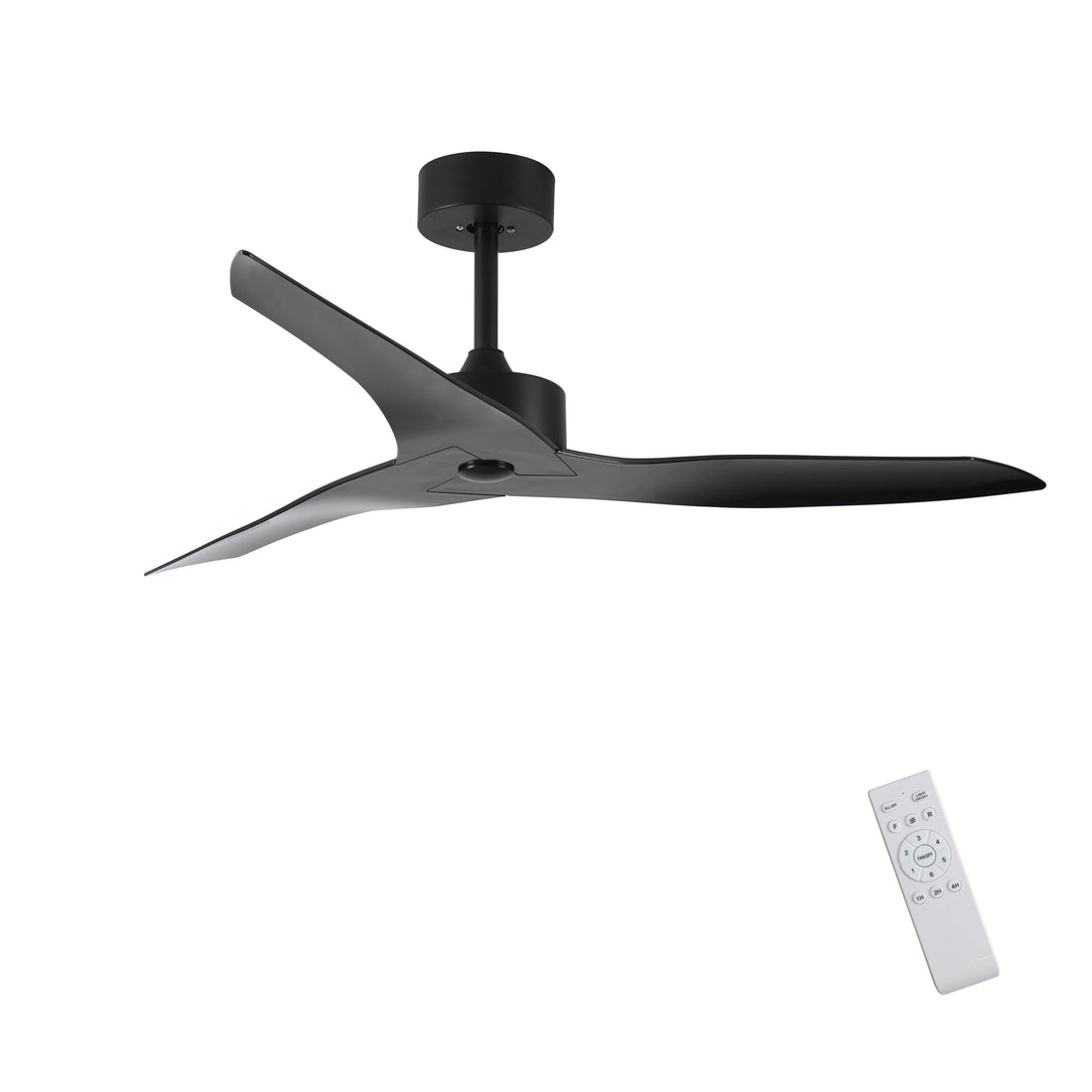 52" Outdoor Black Ceiling Fan Without Light With Remote Control ,3 Abs Blades Farmhouse Ceiling Fan 6 Speed Reversible Dc Motor Modern Ceiling Fan For Living Room, Bedroom, Kitchen Black Casual,Classic Abs Steel Q235