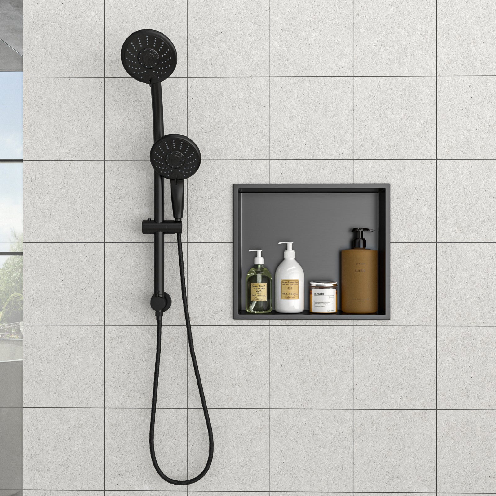 15" X 13" Stainless Steel Shower Niche, Gunmetal Black Gunmetal Black Stainless Steel