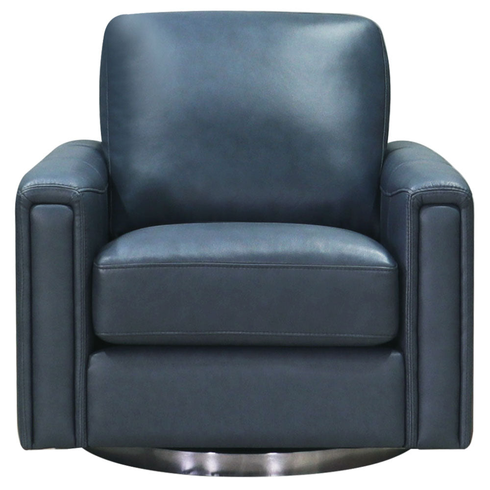 Hayward Swivel Leather Chair Blue Memory Foam Genuine Leather