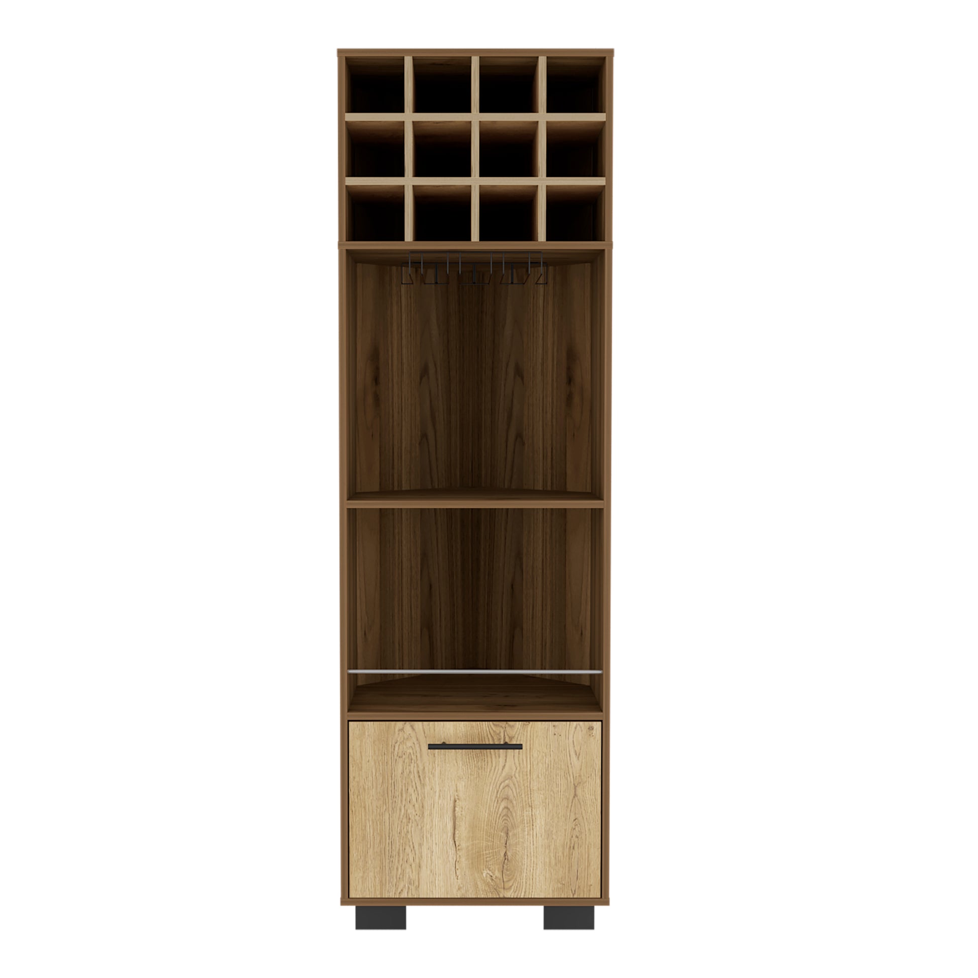 Marsella Corner Bar Cabinet, Eight Built In Wine Rack, Two Side Shelves Mahogany Macadamia Light Oak Dining Room Modern Shelves Included Particle Board