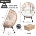Patio Pe Wicker Egg Chair Model 2 With Natural Color Rattan Beige Cushion Yes Natural Foam Steel