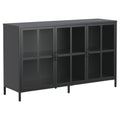 Heavy Duty Metal Modern Sideboard Buffet Cabinet With Storage Premium Steel Storage Cabinet ,Adjustable Feet,Glass Doors,Large Capacity Organizer For Living Room,Bed Room,Dining Room Accent Chests 3 4 Spaces Antique Black Primary Living Space Glass Doors