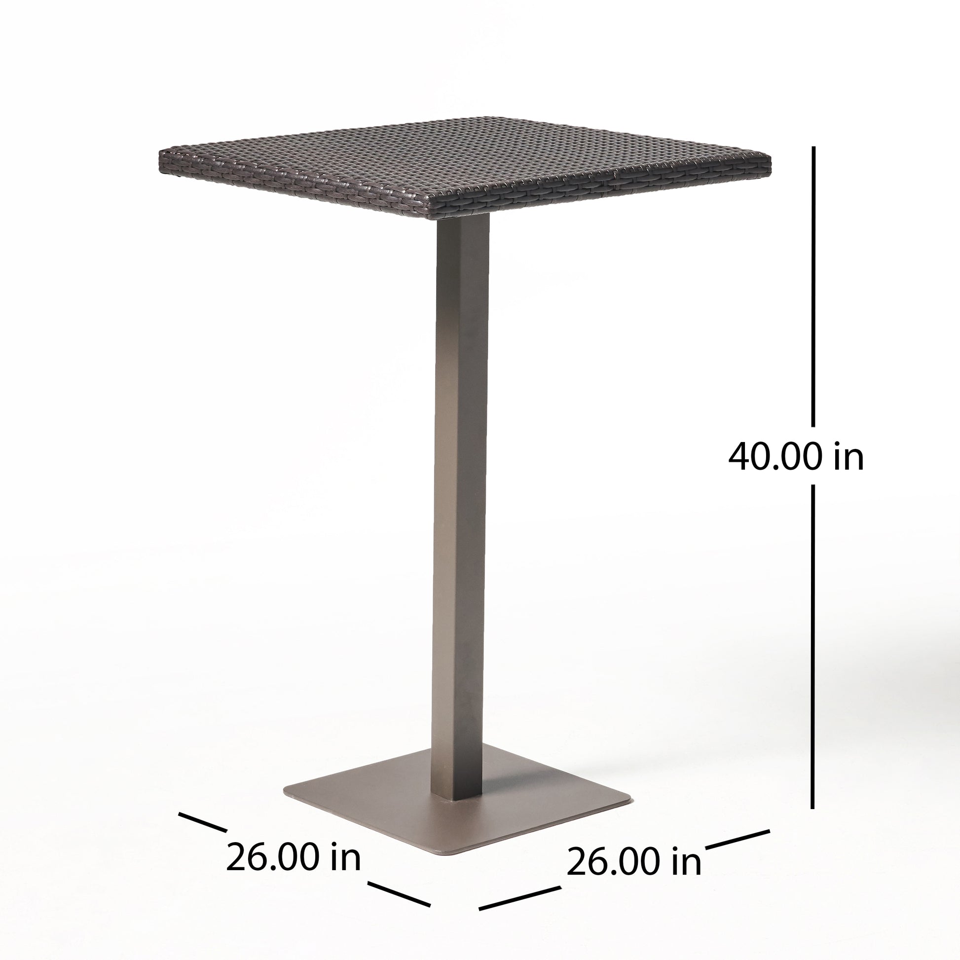 Rattan 26" Square Bar Table Brown Multi Rattan