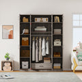 4 Door Wardrobe With 1 Drawer And Top Cabinetgray Gray Gray Bedroom Contemporary Particle Board