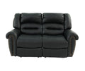 Plush Relax 1Pc Manual Motion Loveseat Black Color Bonded Leather 2 Seat Couch Armrest Cushion Seating Living Room Furniture Black Faux Leather Metal Primary Living Space Cushion Back Contemporary,Modern Pillow Top Arms Metal 2 Seat