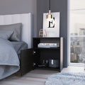 Bristol Nightstand, One Cabinet, Top Surface Black 1 Drawer Bedroom Contemporary Pine Storage Pine Melamine Engineered Wood