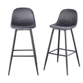 Bar Stools Set Of 2, 30 Inches Velvet Barstool Modern Counter Bar Height Chair With Back, Sturdy Metal Legs & Footrests, Easy Assembly, Island Stool For Kitchen Bar Dark Grey Velvet