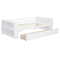 Twin Size Daybed With Shelves And Drawers, White Twin White Pine
