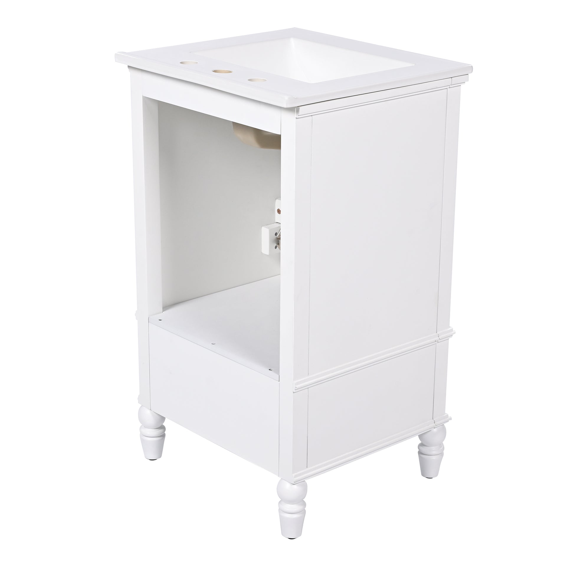 20" Bathroom Vanity With Sink, Bathroom Cabinet With Two Doors, Magnetic Door Stopper And Adiustable Foot Pads, A Drawer, White White Mdf