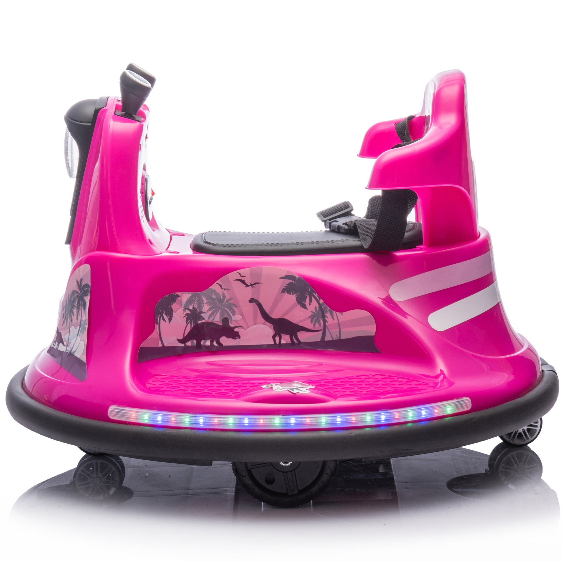 12V Kids Ride On Bumper Car W Parents Control,Rotate 360 Degrees,Two Handed Switch For Direction Control,Bumper Strip,Light Belt,Mp3 Music,Bluetooth,Provide A Speed Of 0.75Mph For Kids Of 2 5 Rose