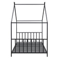 Twin Size Metal House Platform Bed, Black Box Spring Not Required Twin Black Metal Bedroom Bed Frame Metal