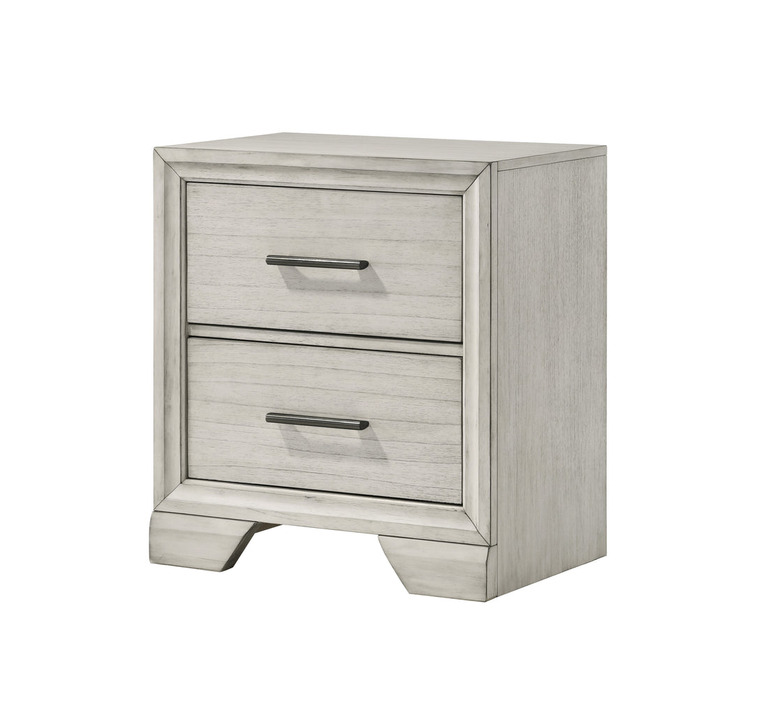 1Pc Contemporary Style Two Storage Drawers Nightstand End Table Bedroom Solid Wood Wooden Furniture Dark Wood Finish Antique White 2 Drawers Bedroom Bedside Cabinet Contemporary Solid Wood