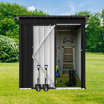 Metal Garden Sheds 5Ft 4Ft Outdoor Black Black Metal