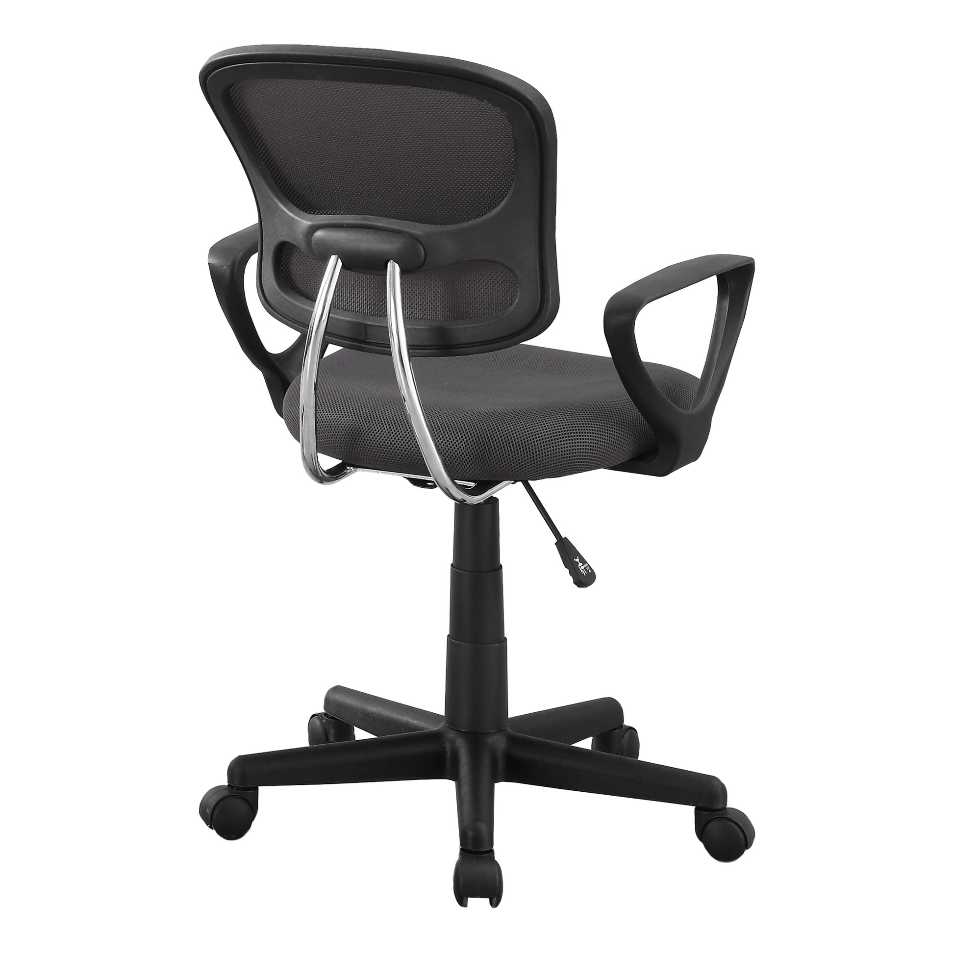 Office Chair, Adjustable Height, Swivel, Ergonomic, Armrests, Computer Desk, Work, Juvenile, Grey Mesh, Black Metal, Contemporary, Modern Grey Foam Polyester