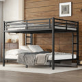 Metal Queen Over Queen Bunk Bed For Teens And Adults,Space Saving Noise Reduced No Box Spring Needed, Black Black Metal
