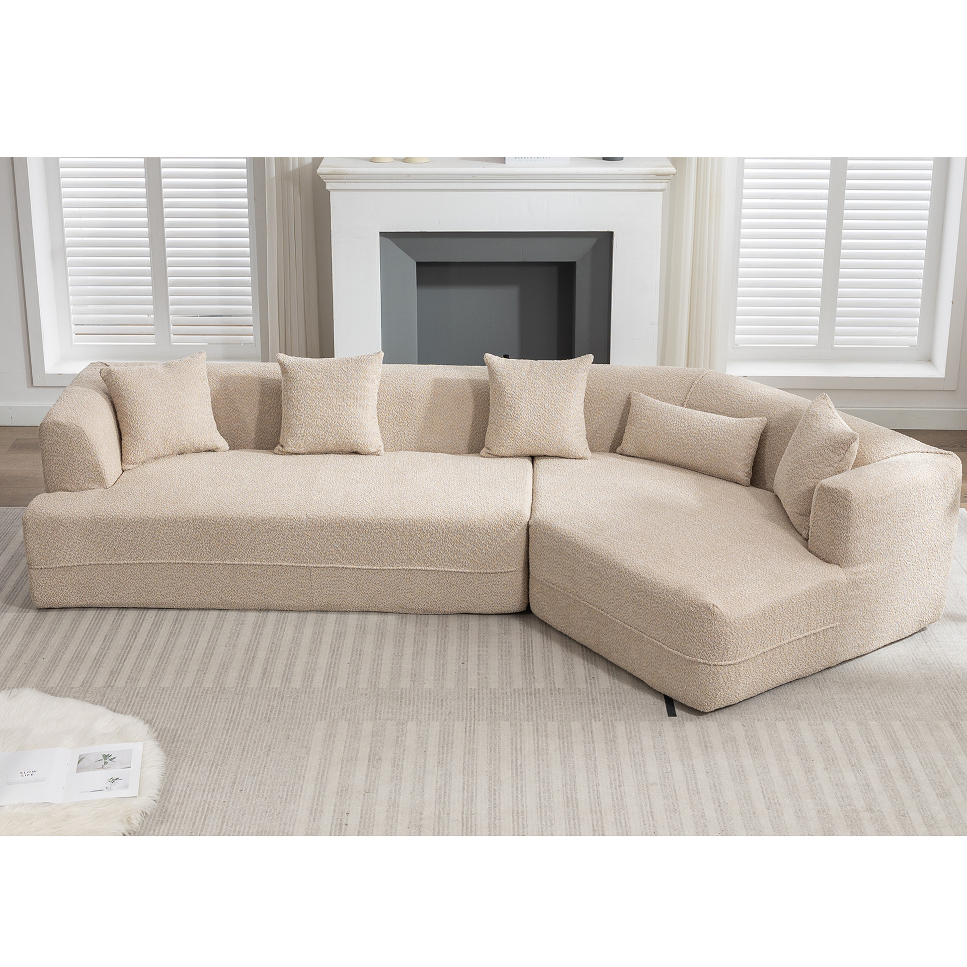 And Upgraded Extended Edition Modular Sofamodern Minimalist Style Sofa, Upholsteredfree Combination, Round Fiber Fabric, Anti Wrinkle Fabric,Dimension Extension,Brown Light Brown Polyester Primary Living Space Medium Soft Tight Back Modern Flared Arms