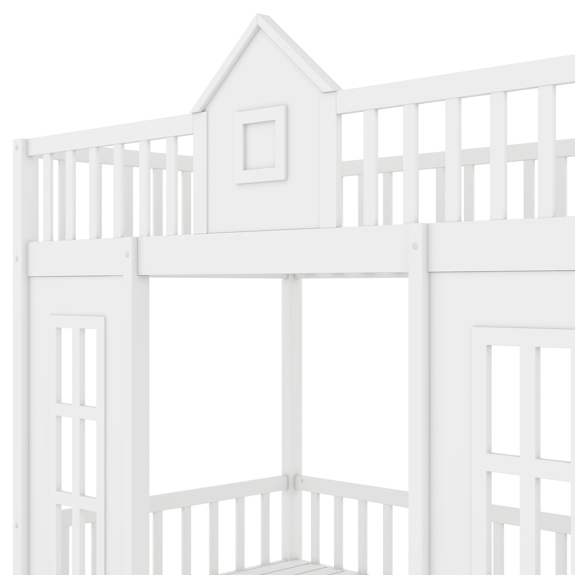 Twin Over Twin Bunk Bed With Changeable Table, Bunk Bed Turn Into Upper Bed And Down Desk White Twin White Solid Wood