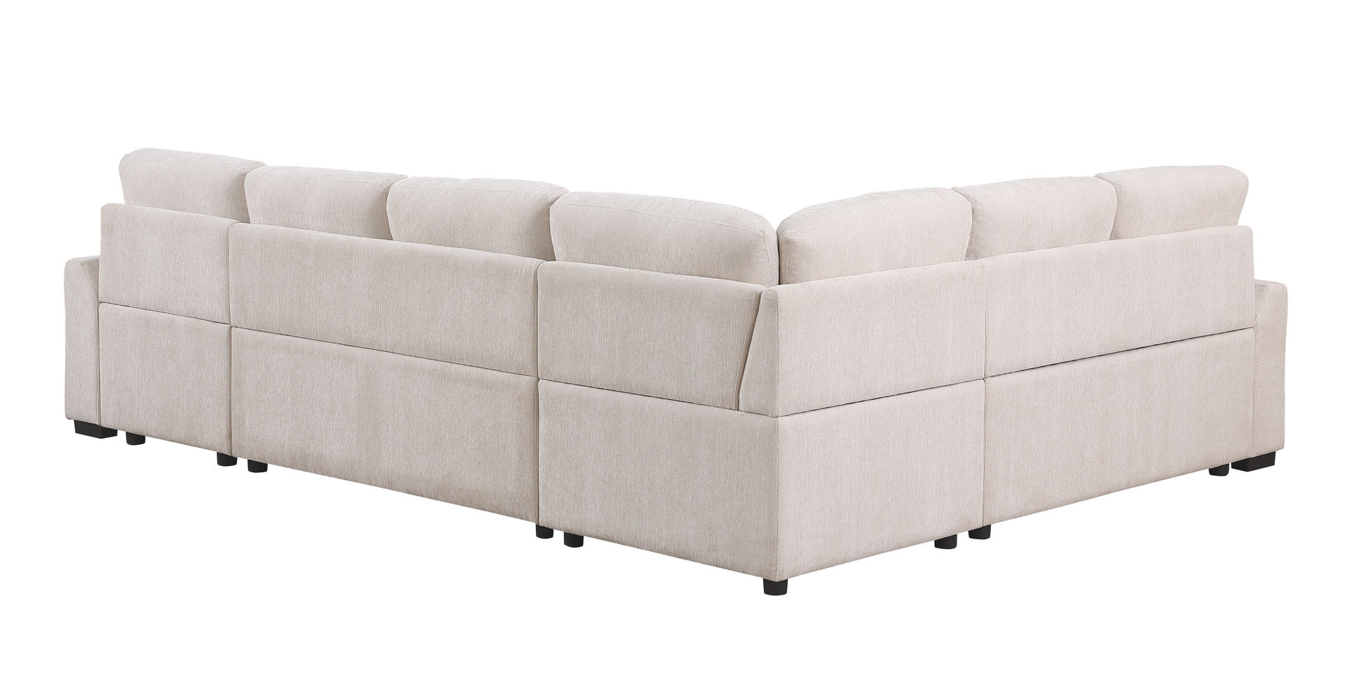 Nyhan Upholstered Corner Sectional With Pull Out Loveseat And Storaged Chaise Beige Medium Firm L Shaped Chenille 5 Seat