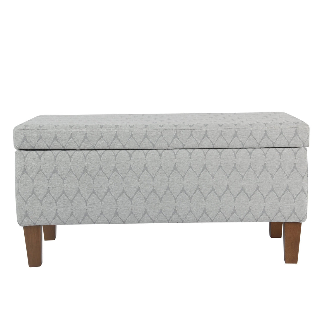 Geometric Patterned Fabric Upholstered Wooden Bench With Hinged Storage, Large, Gray And Brown Grey Brown Wood