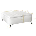 35 Inch Wide Square Storage Benches Coffee Table With Lift Top Oversized Storage Ottoman In Upholstered For Living Room White Gray Primary Living Space Rubberwood Wood Linen