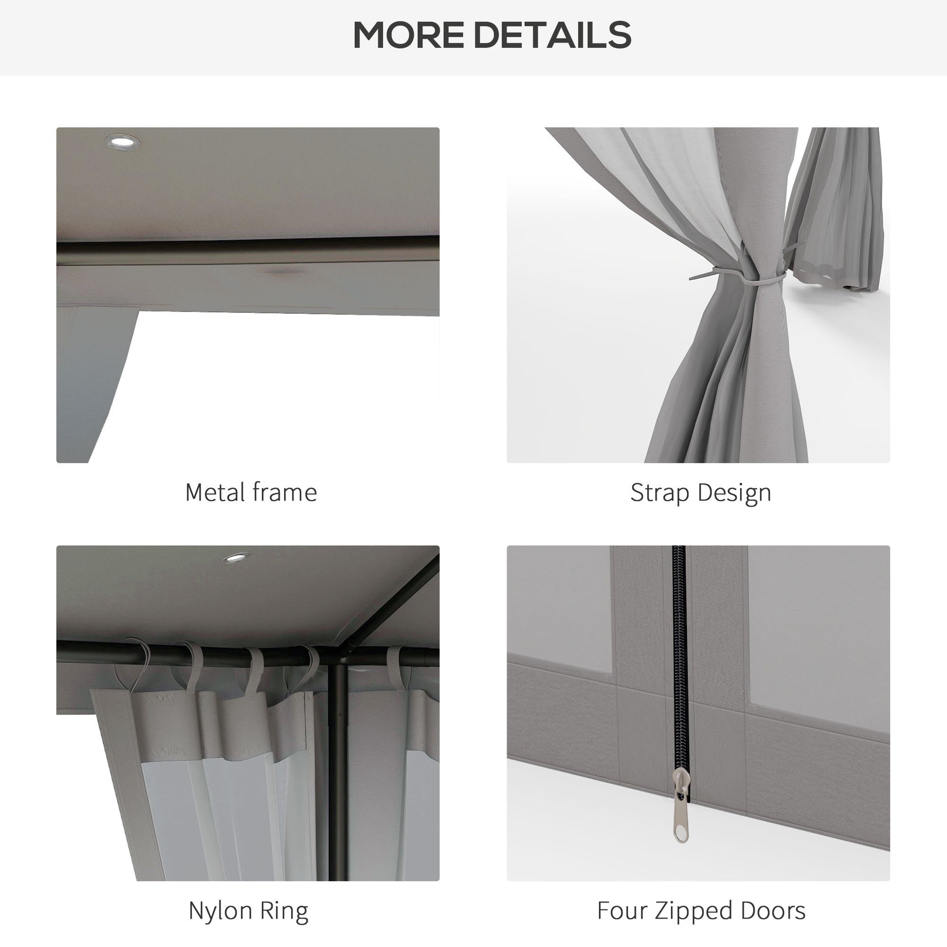 Outsunny 9.6' X 11.6' Patio Gazebo, Outdoor Canopy Shelter With 2 Tier Roof And Netting, Steel Frame For Garden, Lawn, Backyard, And Deck, Gray Grey Polyester