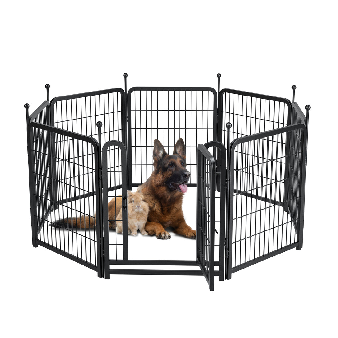 Dog Playpen 8 Panels 32" Height Heavy Duty Dog Fence Puppy Pen For Large Medium Small Dogs Indoor Outdoor Foldable Pet Exercise Pen Black Iron