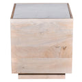 Glam 20 In. Square Solid Wood End Side Table With Marble Top, Modern Living Room Sofa Side Table, Light Brown Light Brown Light Brown Primary Living Space Industrial Freestanding Mango Coffee & End Tables Square Marble,Solid Wood