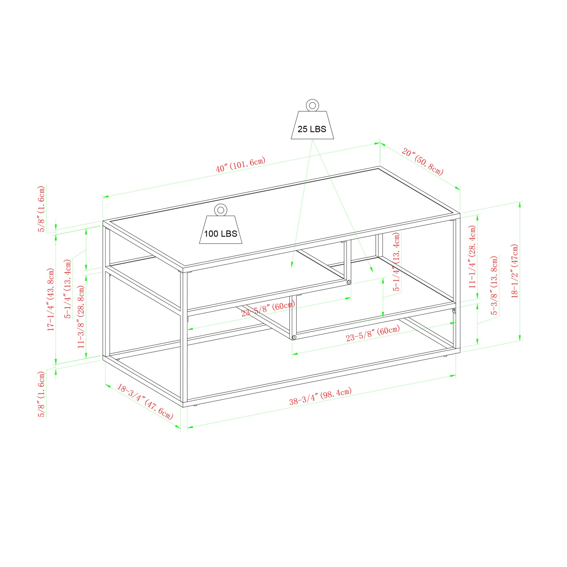 Contemporary Two Tone Metal Coffee Table Dark Walnut Dark Brown Mdf Mdf