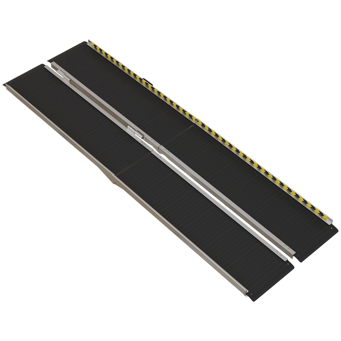 Homcom Wheelchair Ramp, 8Ft Foldable Threshold Ramp, Aluminum Handicap Ramp With Non Slip Surface, Transition Plates Above And Below For Home, Doorways, Steps, 600Lbs Capacity Black Aluminum