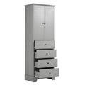 Storage Cabinet With 2 Doors And 4 Drawers For Bathroom, Office, Adjustable Shelf, Mdf Board With Painted Finish, Grey Grey Mdf