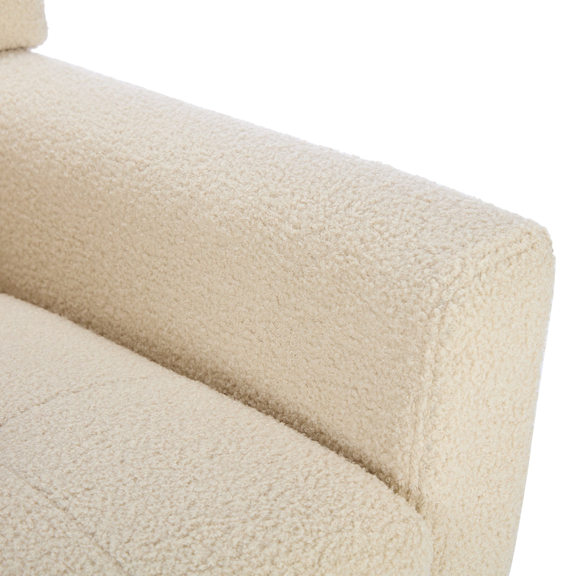 Modern Soft Teddy Material Ergonomics Accent Chair Living Room Chair Bedroom Chair Home Chair With Black Legs For Indoor Home White Teddy Fabric White Foam Upholstered